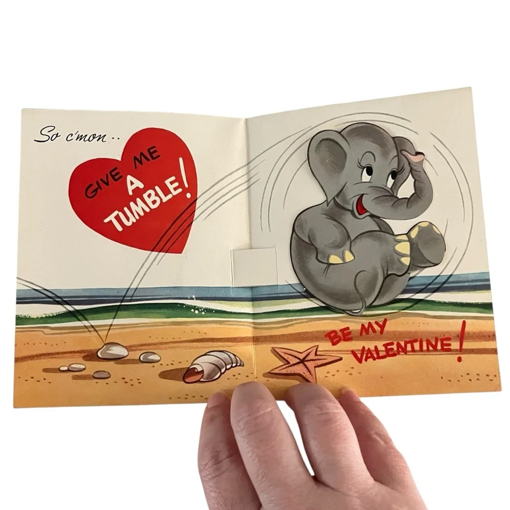 Unused Vintage Moving Elephant Valentine Card 40s 50s Beach Euphemism Ephemera